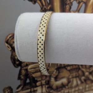 J. Crew Gold, Blue and Cream Polka Dot Bracelet